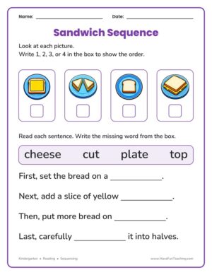Kindergarten sequencing pictures worksheet