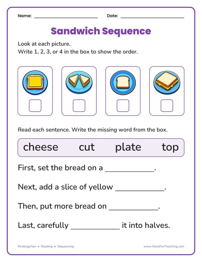 Sequencing Pictures Worksheet