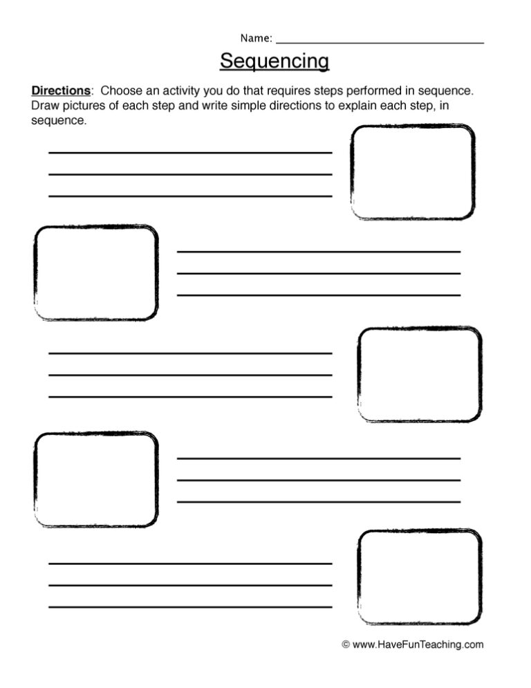 Sequencing Brainstorming Worksheet