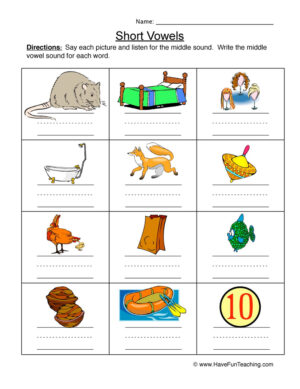 Short Vowels Writing Practice Worksheet