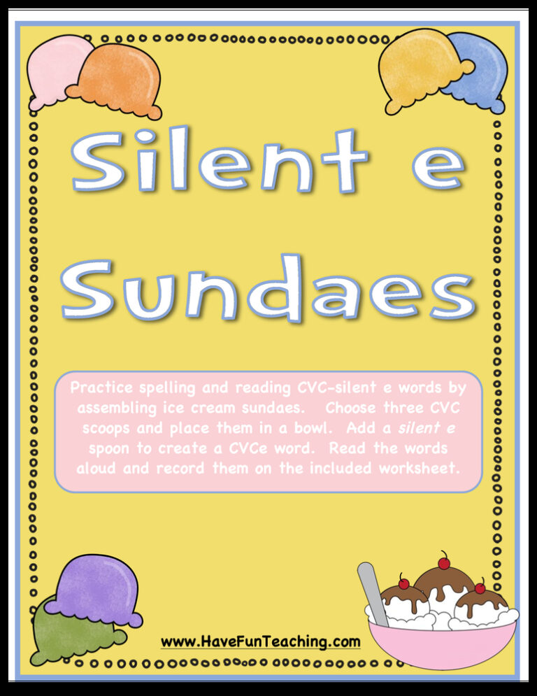 Silent E Sundaes Activity