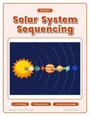Kindergarten to 5th grade solar system sequencing planets activity cover