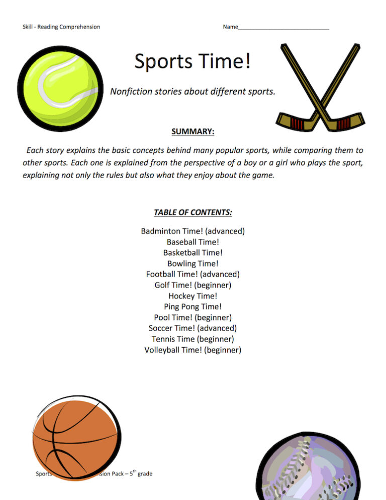 Sports Time Reading Comprehension Test Collection