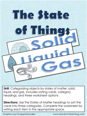 States of Things States of Matter Activity
