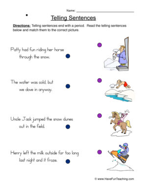 Telling Sentences Matching Worksheet