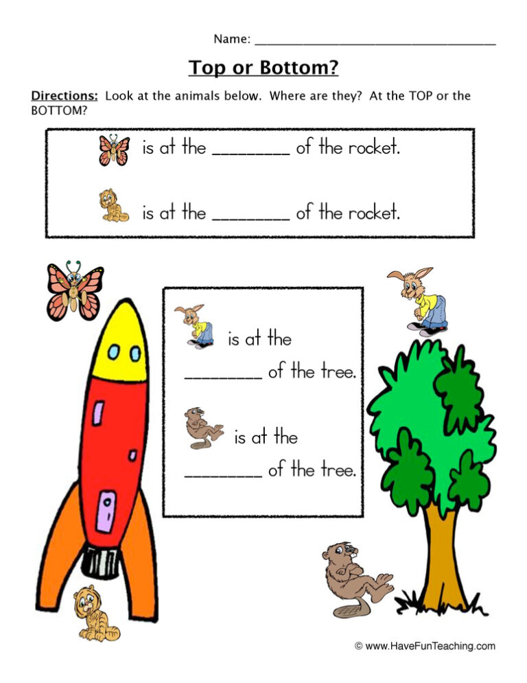 Top or Bottom Pictures Worksheet