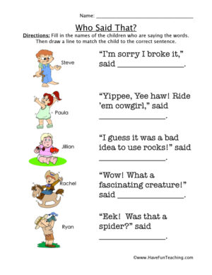 Who Said That Worksheet