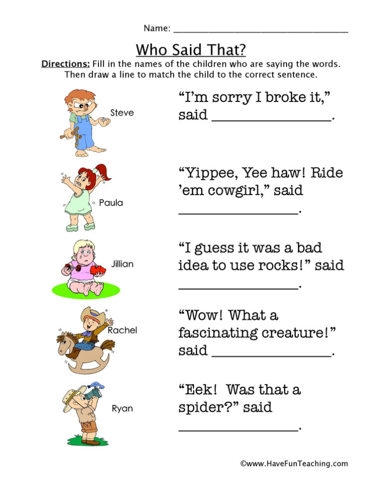 Who Said That Worksheet
