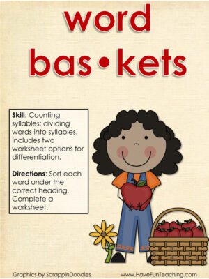 Word Baskets Syllables Activity