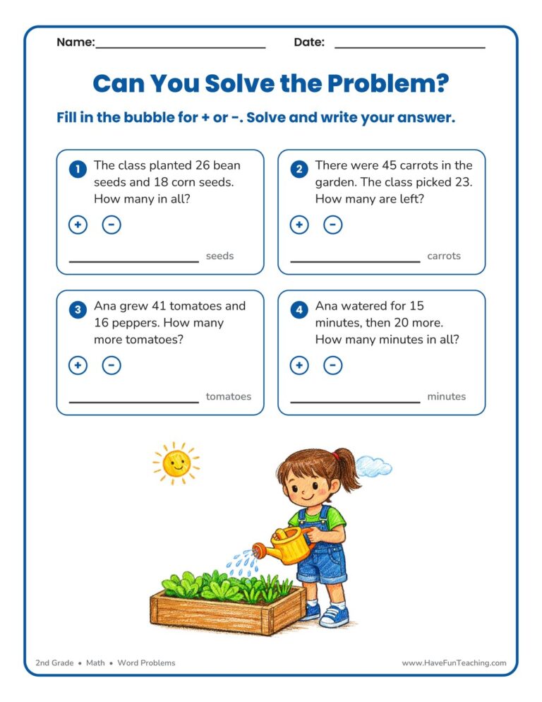 Word Problems Solving Worksheet