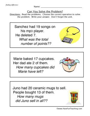 Basic Word Problems Worksheet