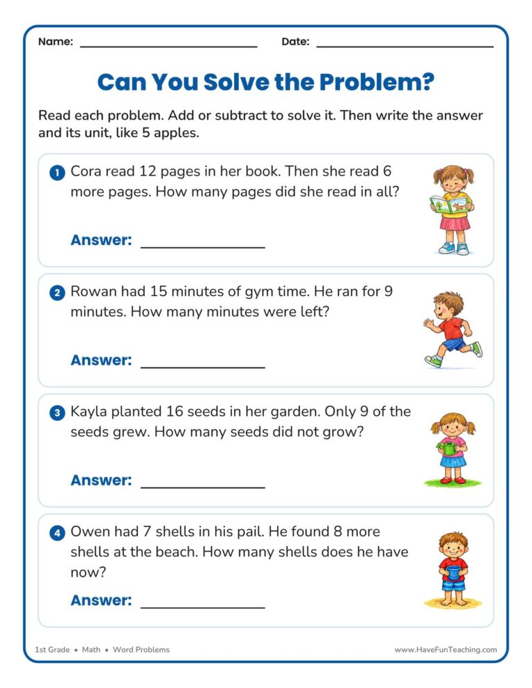 Basic Word Problems Worksheet