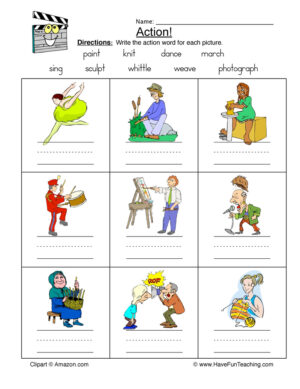 Action Words Worksheet