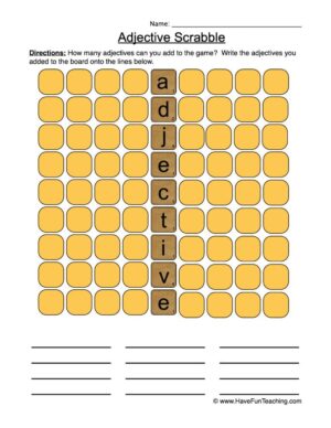 Adjective Scrabble Worksheet