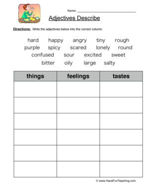 Adjectives Describe Worksheet