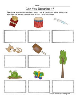 Adjectives Pictures Worksheet