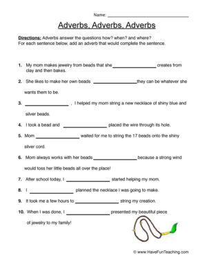 Adverbs Tell How Worksheet