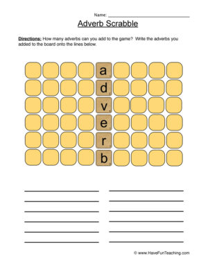 Play Scrabble Adverbs Worksheet