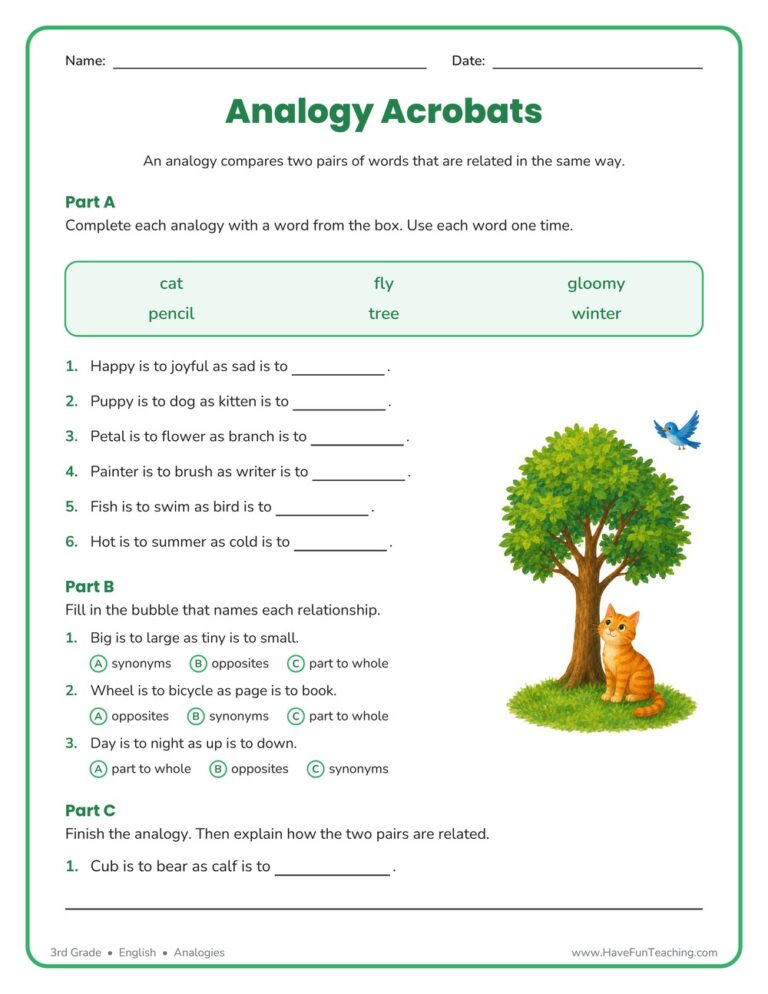 Complete the Analogy Worksheet