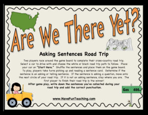 Are We There Yet Asking Sentences Activity