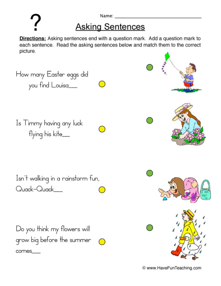Spring Asking Sentences Worksheet