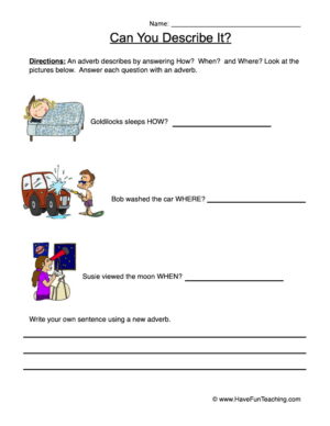 Can You Describe It Adverbs Worksheet