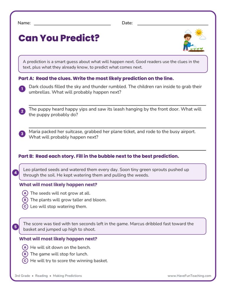 Making Predictions Worksheet