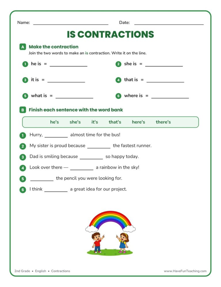 Is Contractions Worksheet