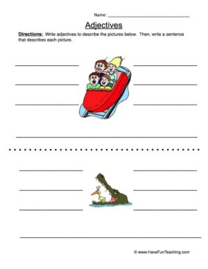 Describing Pictures with Adjectives Worksheet