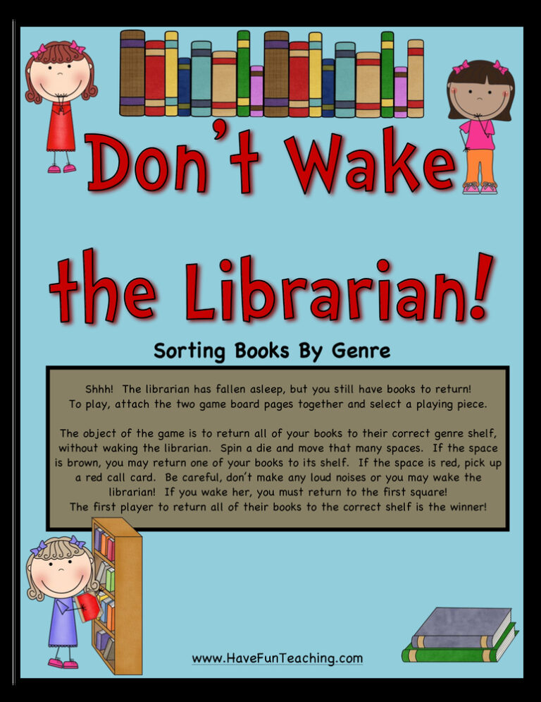 Don't Wake the Librarian Sorting Books by Genre Activity