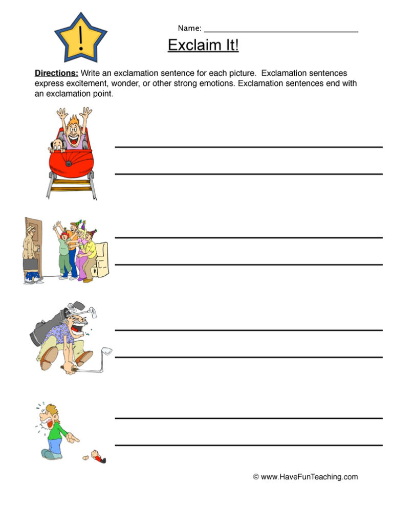 Exclamations Worksheet