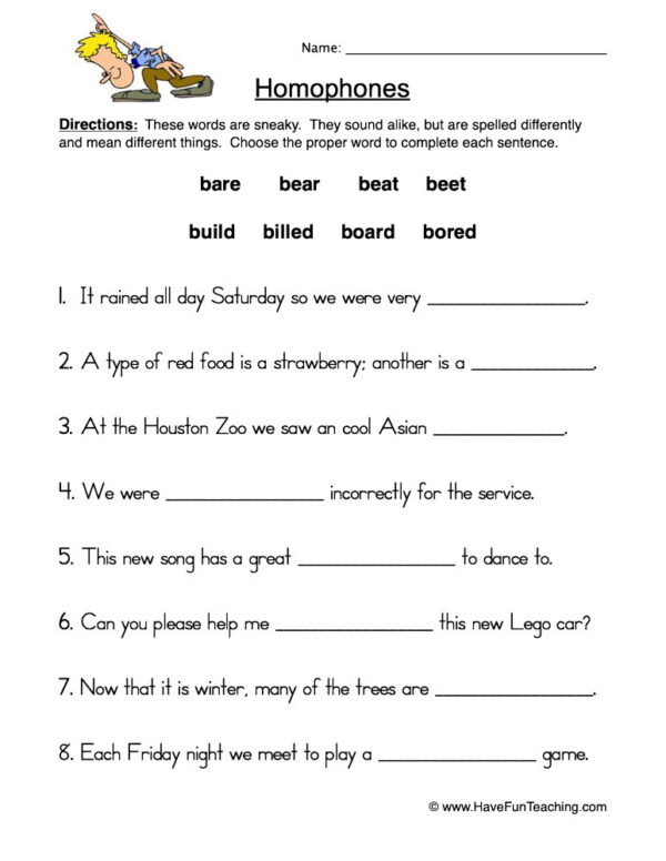 Fill in the Blank Homophones Worksheet - Have Fun Teaching