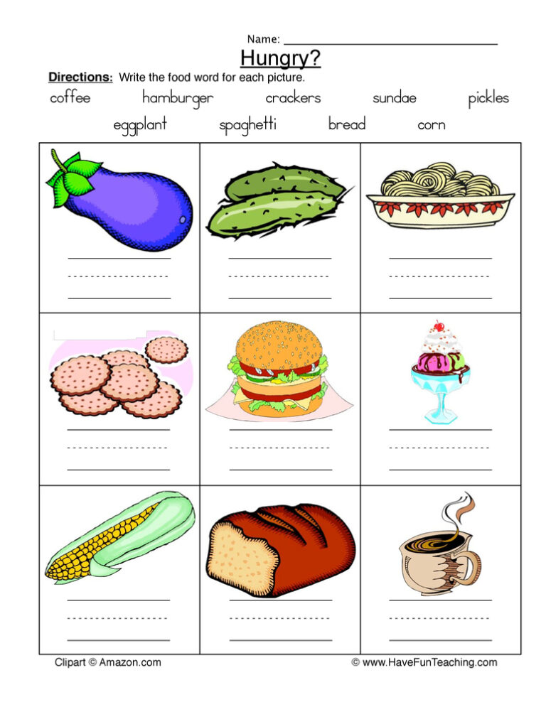Label Food Names Worksheet
