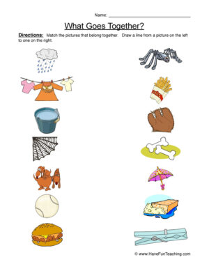 Matching Words that Go Together Worksheet