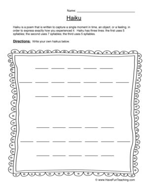 Blank Haiku Worksheet