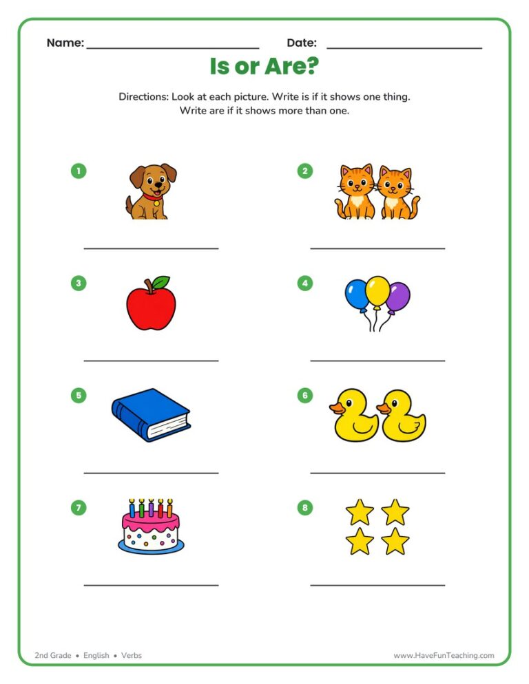 Is Are Pictures Worksheet
