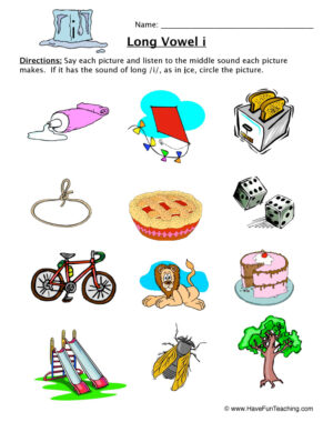 Circling Long Vowel Sounds I Worksheet