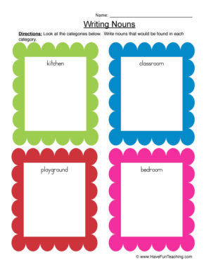 Identifying Places Nouns Worksheet