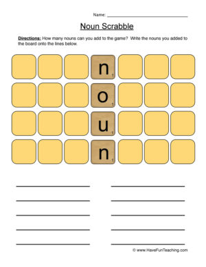 Nouns Scrabble Worksheet