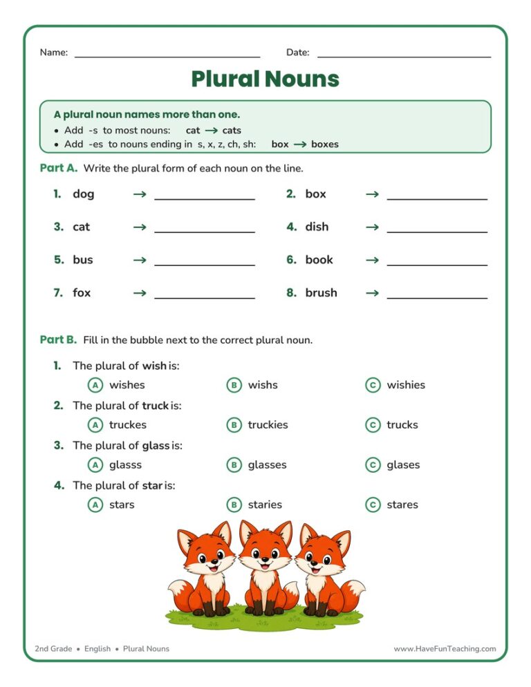 Creating Plural Nouns Worksheet