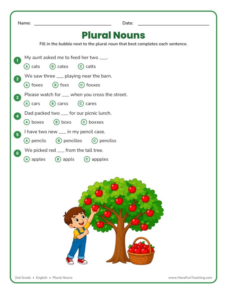 Choosing Plural Nouns Worksheet