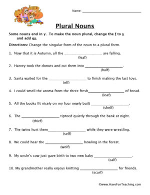 F V Plurals Worksheet