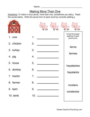Animals Plurals Worksheet