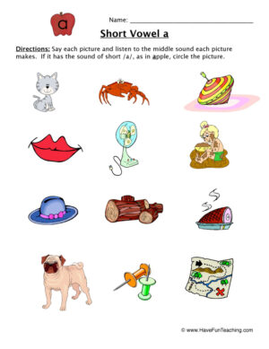 Short Vowel Sounds A Worksheet