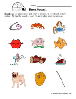 Short Vowel Sounds I Worksheet