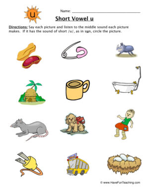 Short Vowel Sounds U Worksheet