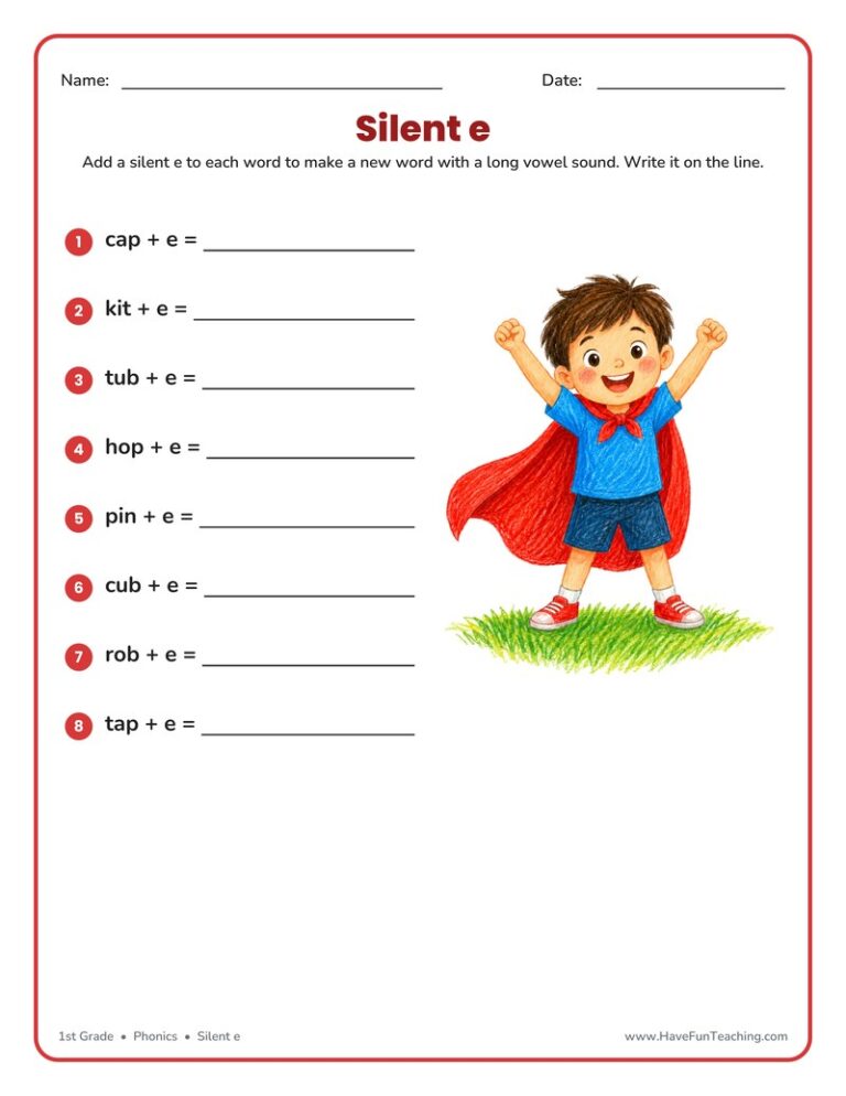 Add Silent E Worksheet