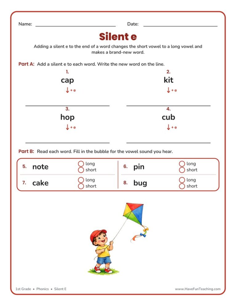 Adding Silent E Worksheet