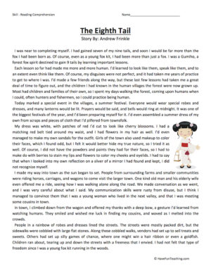 The Eighth Tail Reading Comprehension Worksheet