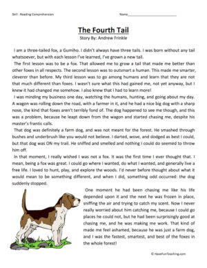 The Fourth Tail Reading Comprehension Worksheet